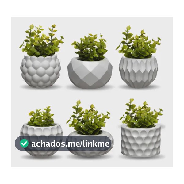 Kit 6 Vasos Decorativos C/ Planta Artificial Enfeite Casa Nf Branco