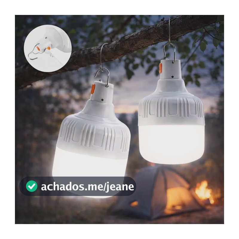 Mini Lâmpada Led Recarregável Usb 30w Camping Barraca Gancho Branco 127/220v