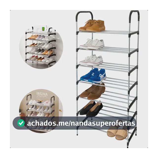 Sapateira Vertical IRSINA 7 Andares Aço Inox 21 Pares Cor Preto