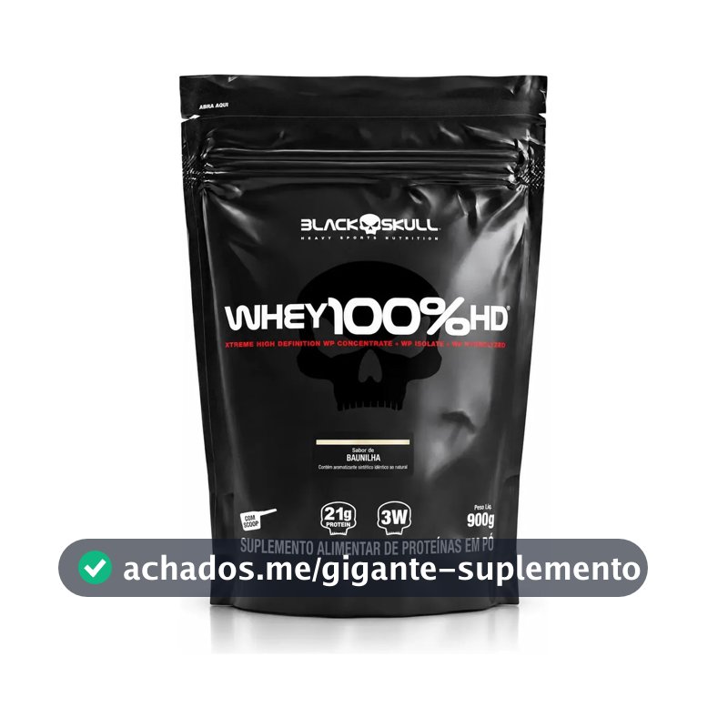 Proteína Black Skull Whey 100% HD em pó sabor Baunilha x 900g