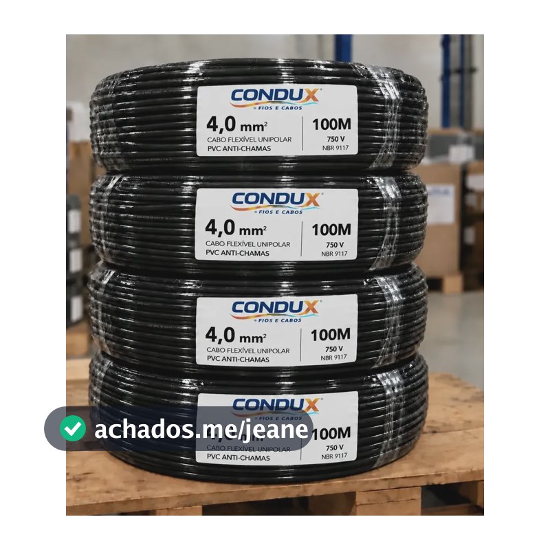 Cabo Flexivel 4mm Unipolar Com 100 Metros Condux 750v Preto