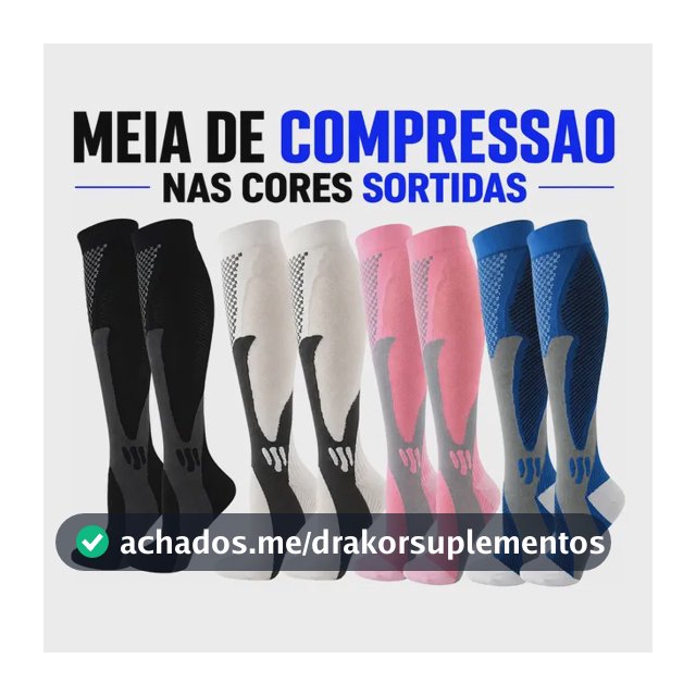 Kit 3 Pares Meia De Compressão Cano Longo Academia Corrida Sortidas Unico