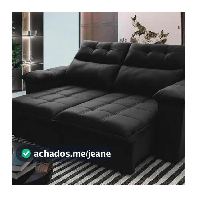 Sofá Retrátil Reclinável Verona 1,80m Preto Molas No Assento - King House