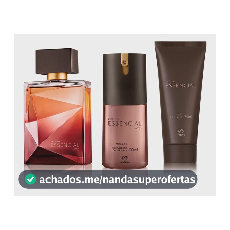 Kit Essencial Ato Masculino: Perfume 100ml + Desodorante Corporal 100ml + Balm Pós Barba 75ml