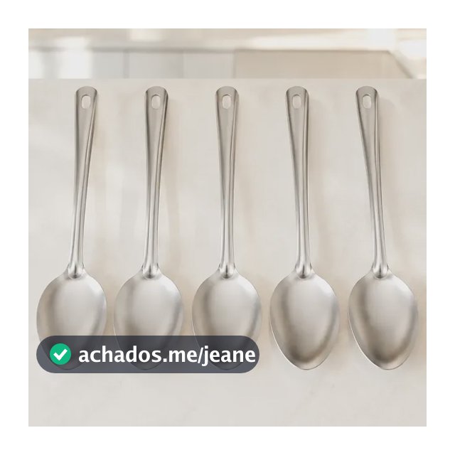 Kit 5 Colher De Arroz Grande Aço Inox Cabo Longo Restaurante Prateado