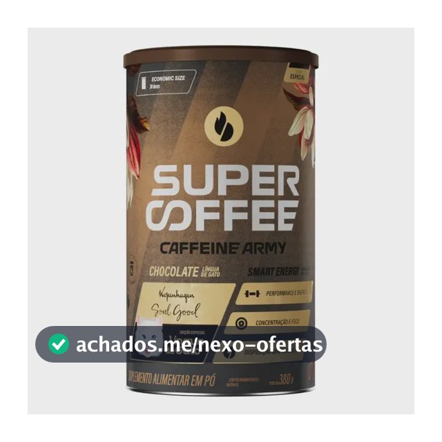 Cafeína Caffeine Army SuperCoffee - Lingua de Gato em pó sabor Chocolate ao leite x 380mL