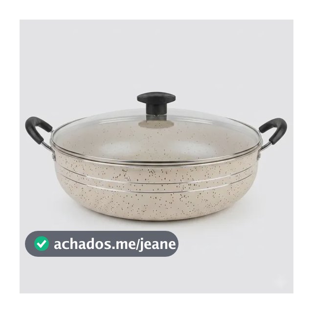 Frigideira Wok Silver Lines Antiaderente Com Alças + Tampa.