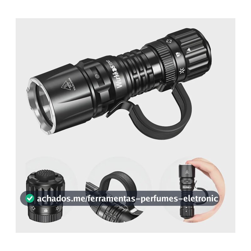 Lanterna Táctica Recarregável Wurkkos Td07 1300lm 479m Usb-c Lanterna Preto Luz Branco