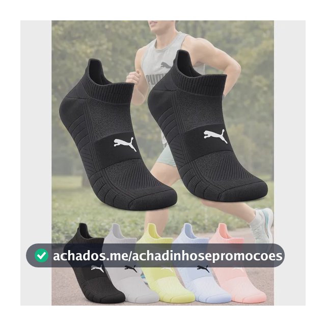 Meia Puma Poliamida Esportiva Corrida Dry Academia Soquete Preto M (34-39)
