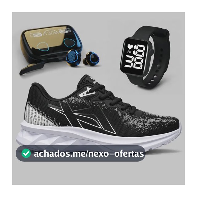 Kit Tênis Masculino Academia Esporte Treino + Fone + Relógio
