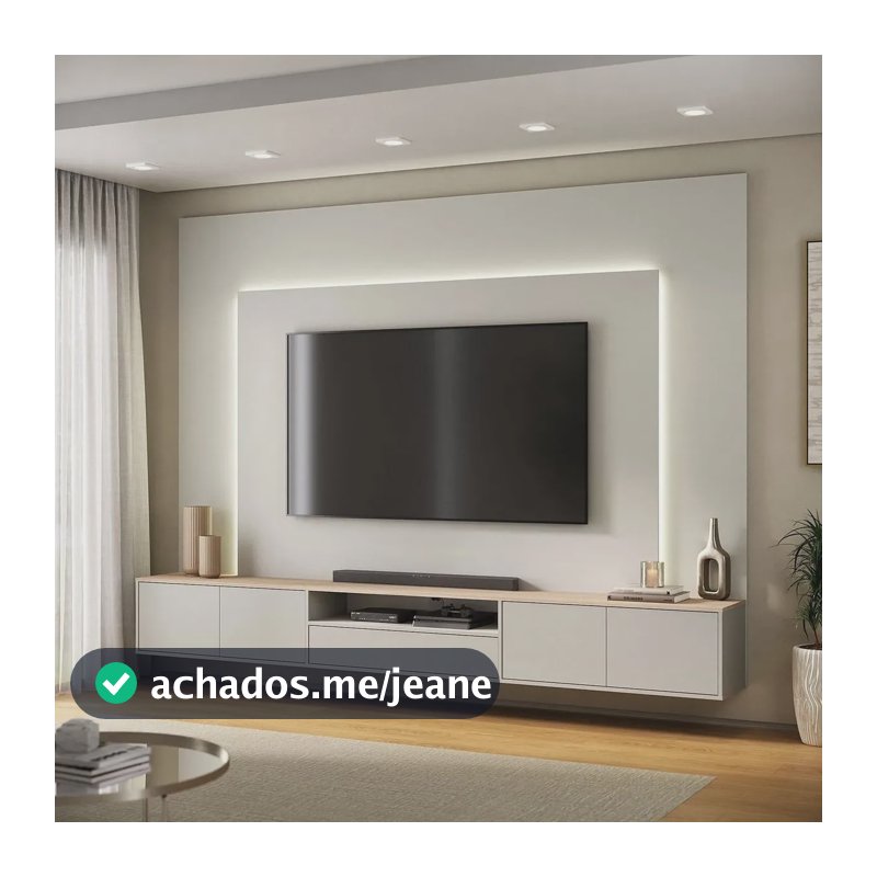 Rack Com Painel Para Tv Até 85 Polegadas 270x200cm Com Led