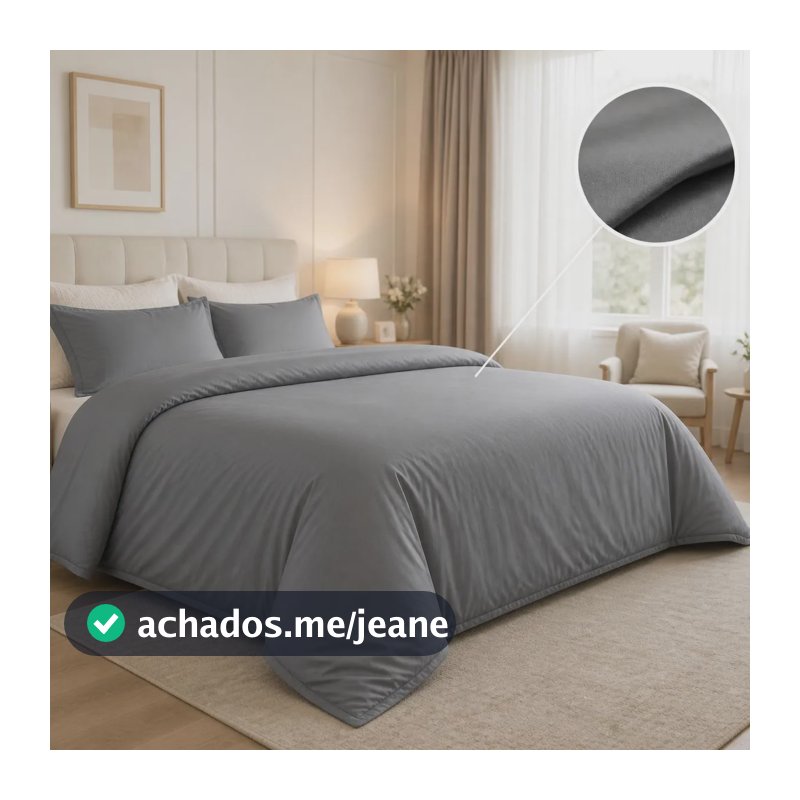 Capa De Edredom King Duvet Zíper 2,70 X 2,50 400 Fios Luxo Cinza