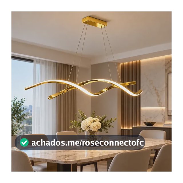 Luminária Pendente LED, Lustre Pendente Espiral DNA Dourado Moderno 24W, 3 Cores de Luz, Altura Ajustável, para Sala de Jantar, Cozinha, Ilha, Bancada, Mesa de Jantar e Quarto, Tieesa