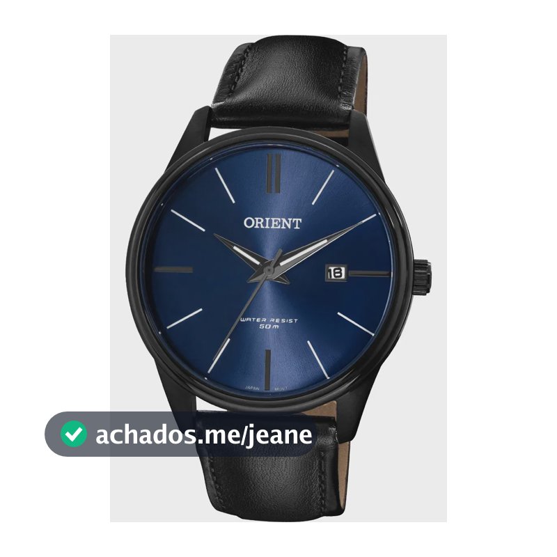 Relógio Orient Masculino Fundo Azul Pulseira Couro Calendário MPSC1018D1PX