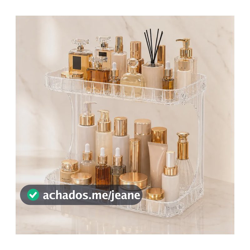 Organizador Porta Maquiagem Banheiro 2 Andares Cosméticos Transparente