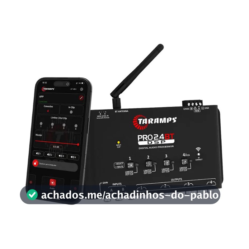 Crossover Taramps Pro 2.4 BT Automotivo com Bluetooth para Configurar pelo Celular
