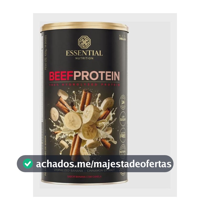 Beef Protein Da Carne 420g Essential Nutrition Banana Com Canela