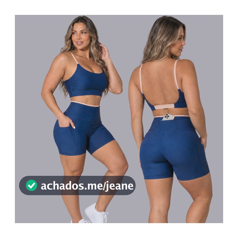 Conjunto Academia Fitness Top E Short Kit Zero Transparência Azul/areia Liso M 38/40