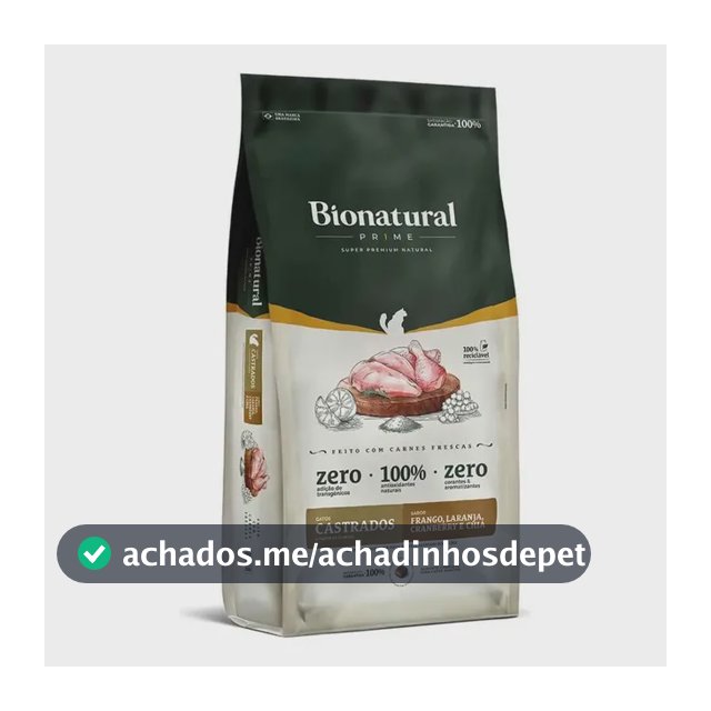 Ração Bionatural Para Gatos Castrados Sabor Frango 7,5kg