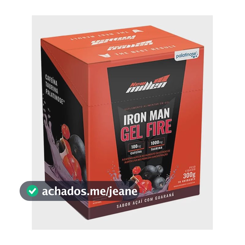 Suplemento New Millen Iron Man Gel Fire Sabor Açaí/guaraná De 30g X 10 Un