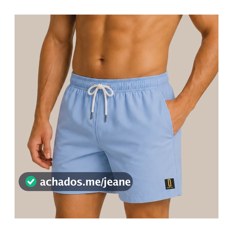 Short Masculino Neon Bermuda Praia Mauricinho Jr Rf. 001 Azul-celeste Egg