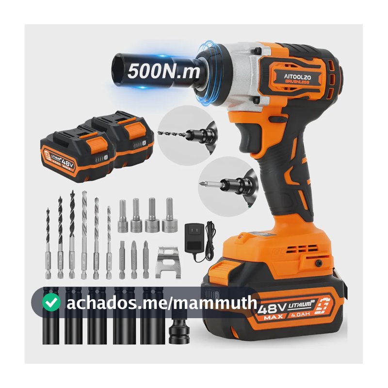 Chave De Impacto Parafusadeira Furadeira 3em1 48v Aitoolzo Laranja 127/220v 60 Hz