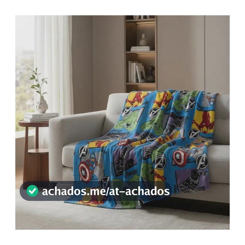 Manta Cobertor Infantil Solteiro Personagens Disney Jolitex Vingadores 800 G Azul