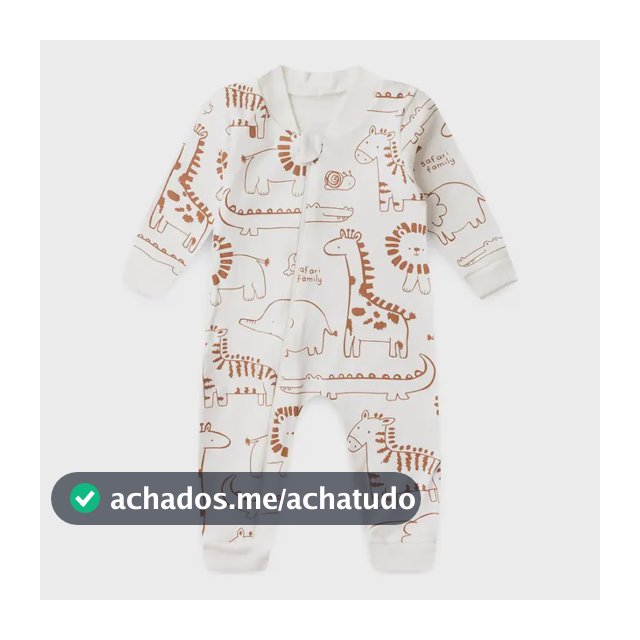 Macacão Bebê Fofuxo Suedine Estampado Com Zíper (rn/p/m/g)