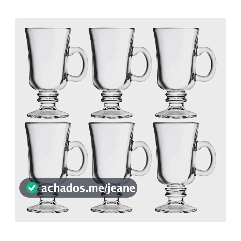 Jogo Canecas Café Chá Capuccino 6 Unidades Real Vidro 120ml Incolor Real