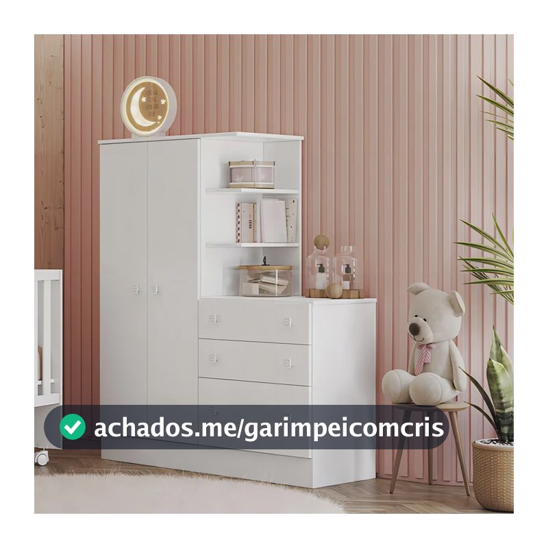 Guarda-roupa Infantil Doce Sonho 2 Portas Branco - Qmovi