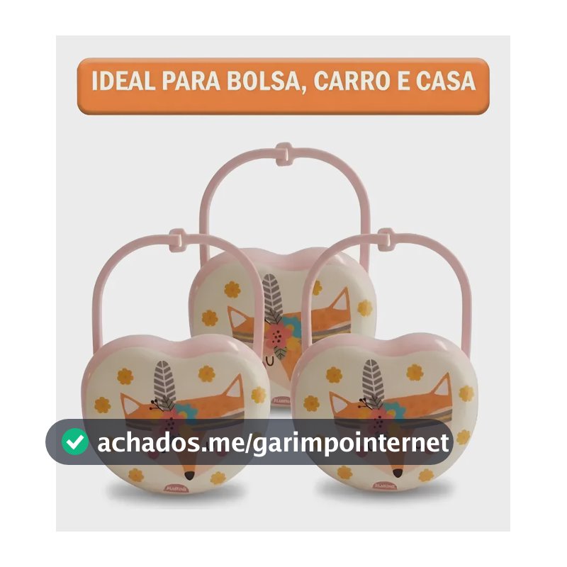Porta Chupeta Infantil Bebê Kit 2 E 3 Enxoval Passeio Rosa Kit 3 Raposinha