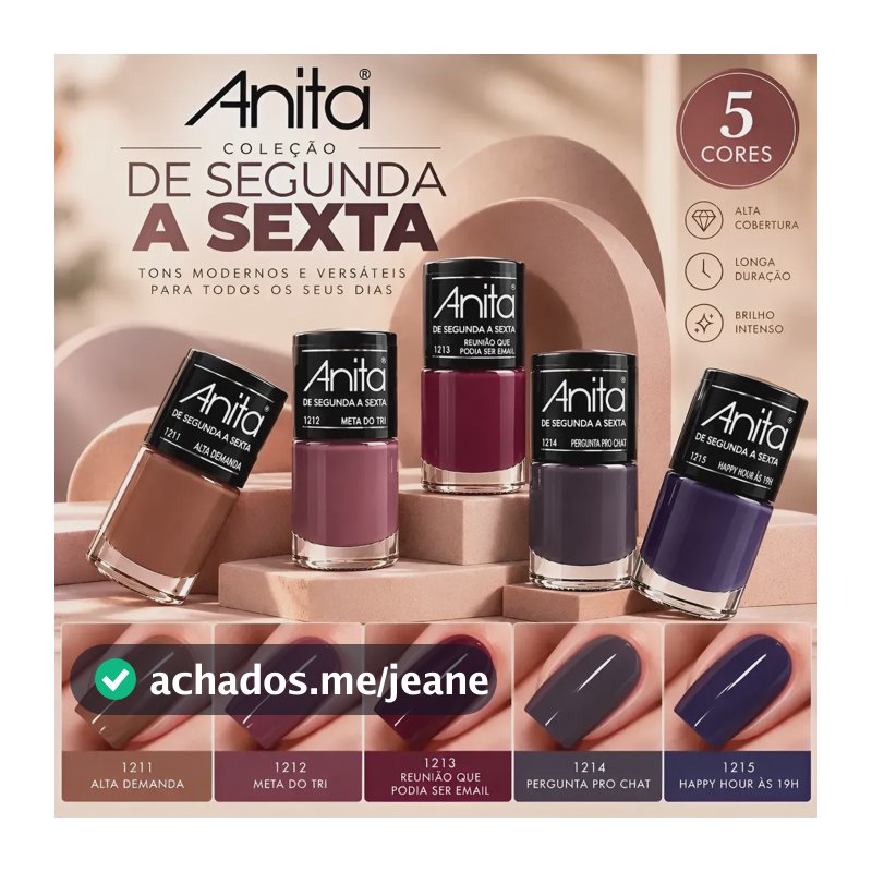 Anita Kit 5 Esmaltes Lançamento Nova Coleção Segunda Asexta Tons Terrosos