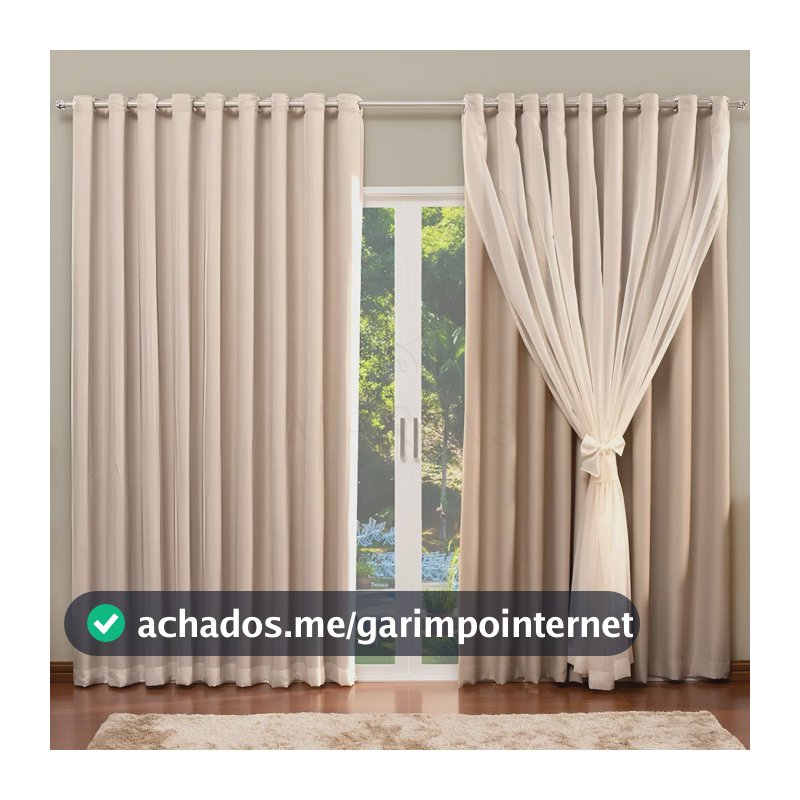 Cortina de Blackout com Voil Liso para varão simples - 4,00 x 2,70