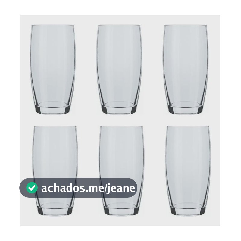 Jogo 12 Copos Vidro Transparente 300ml OCA Nadir Figueredo Água Suco