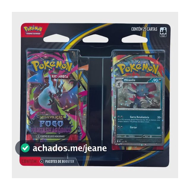Blister Quádruplo Pokémon Fogo Fantasmagórico Me02 Weavile ou Sneasel