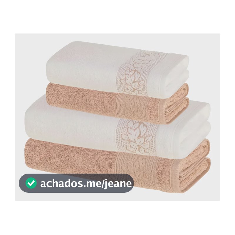 Jogo De Toalhas 4 Peças Fio Cardado 100% Algodão Provence Karsten Branco Argila Provence
