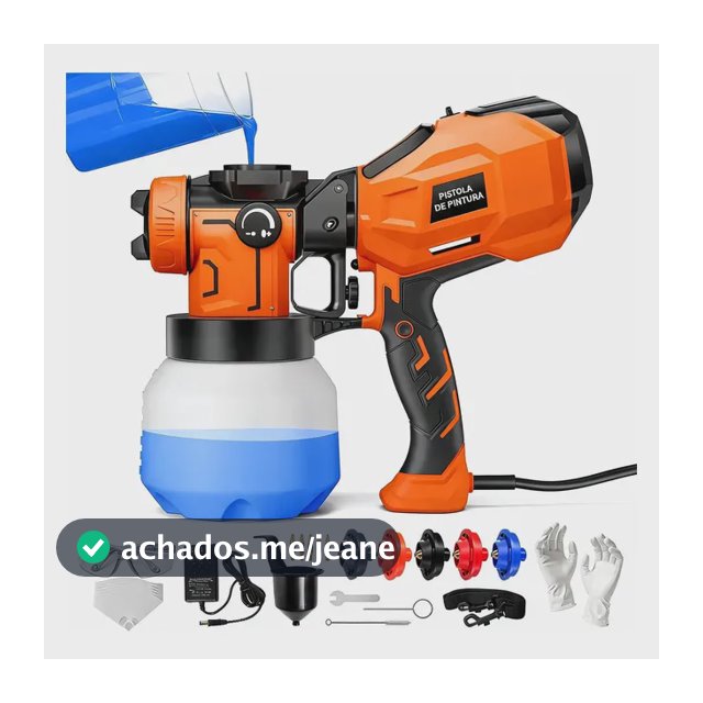 Pistola De Pintura Hvlp Elétrica 1200w 1500ml Com 5 Bicos Laranja 127v