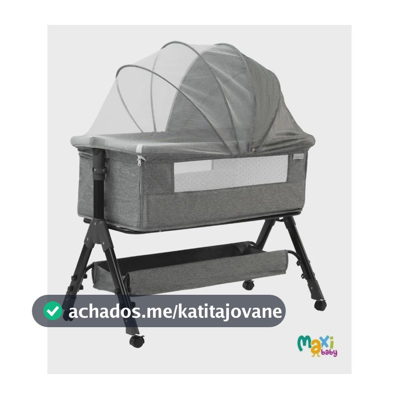 Berço Portátil Funcional Maxy Baby Cinza Belle Cinza