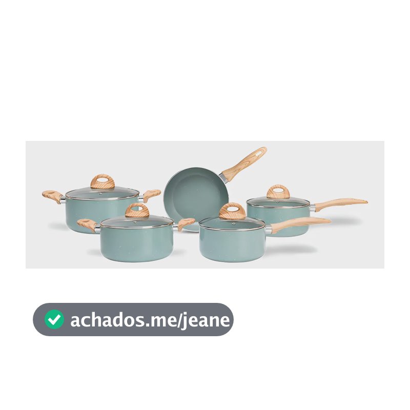 Jogo De Panelas Ceramic Life Botanika 5 peças Com Indução Verde Brinox