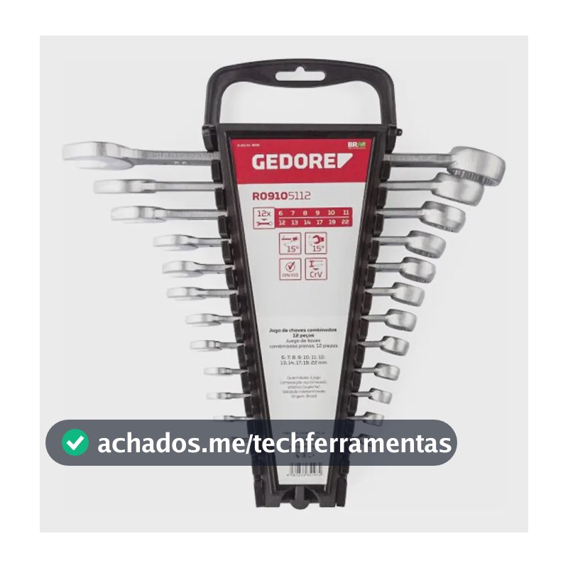 Jogo De Chaves Combinadas De 6-22mm Com 12 Peças Gedore