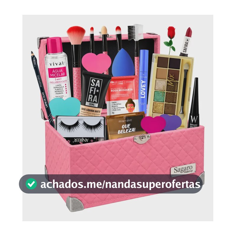 Kit Com Maleta De Maquiagem Elegante E Acessórios Faciais
