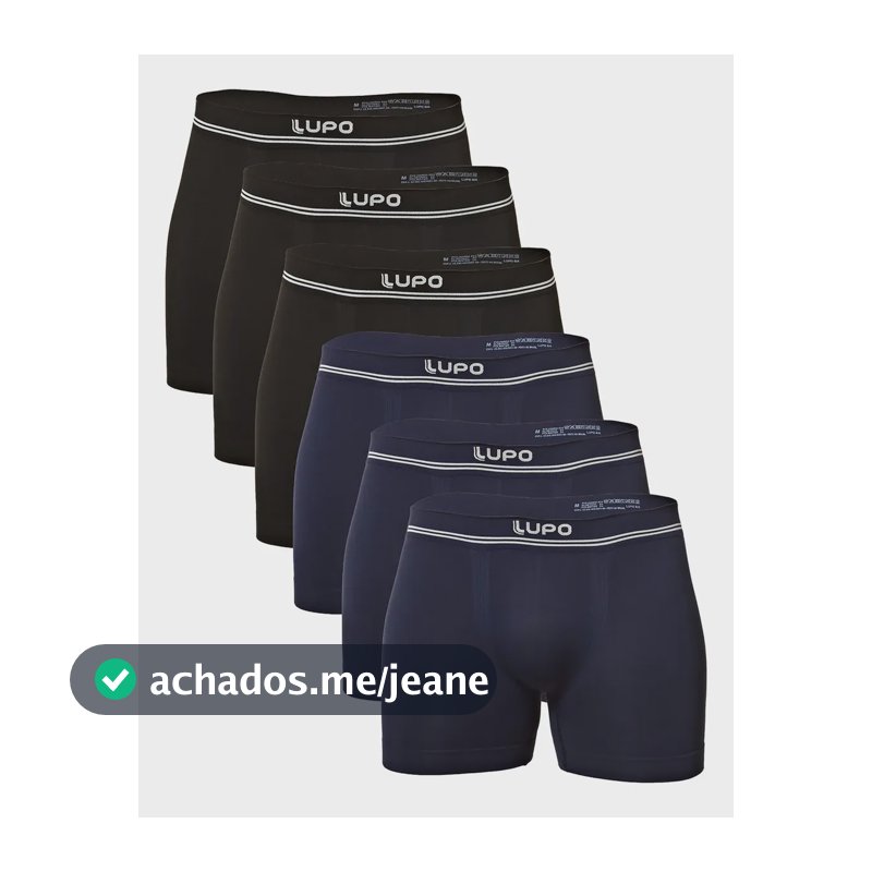 Kit 6 Cuecas Lupo Am Boxer Sem Costura 3 Cuecas  Blue Nights  + 3 Cuecas  Preto Liso M