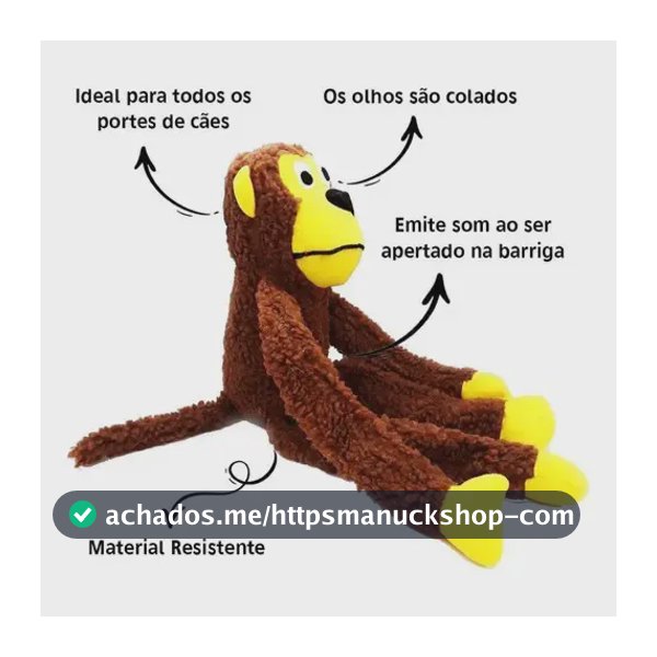 Brinquedo de Pelúcia Macaco Grande Savana Pet Para Cães Com Som e Apito