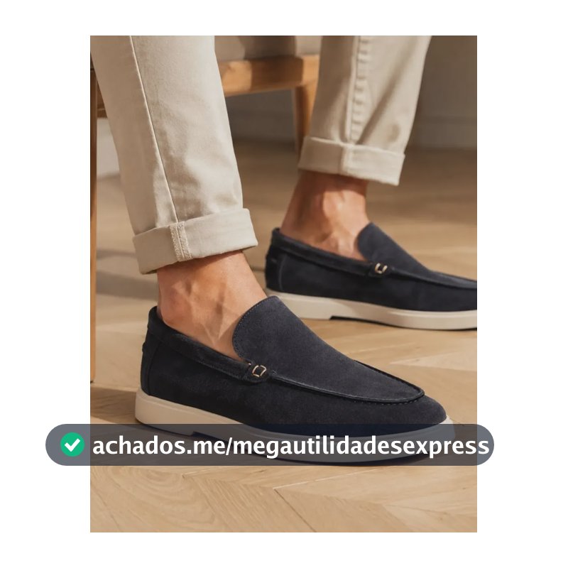 Sapato Mocassim Masculino Couro Legítimo Suede Casual Loafer Azul-marinho Liso 44 Br
