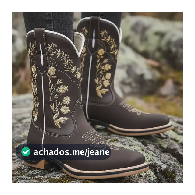 Bota Texana Feminina Bege Sola Jump Botina Country Quadrada