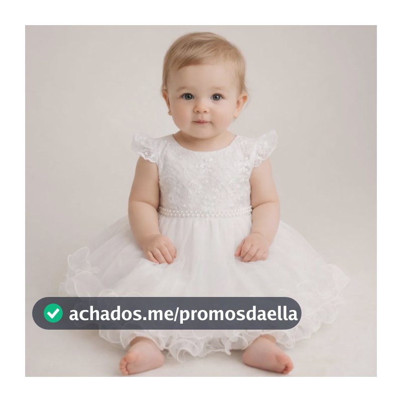 Vestido Bebê Renda Roupa Festa Menina Para Batizado Natal Branco M