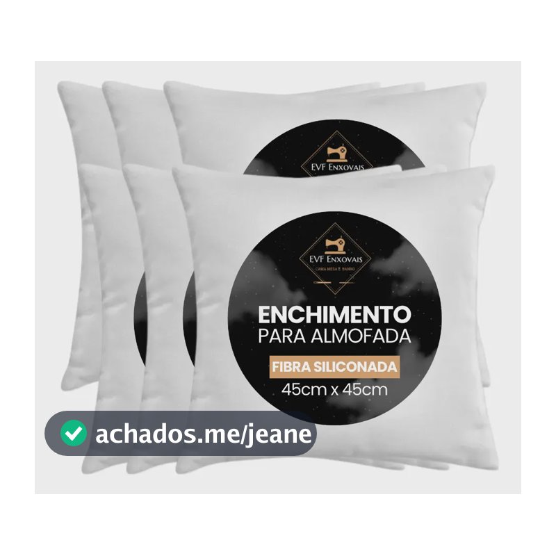 Enchimento Almofada Refil 45x45 Silicone Kit Com 6 Unidades Branco Liso