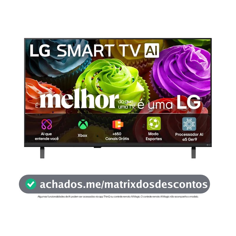 Smart TV HD 32" LG LB650 AI 2026 Processador α5 Ger9 HDR10 Xbox Bluetooth Wi-Fi AI Search Google Gemini Canais Grátis webOS 26 - 32LB650BPSA