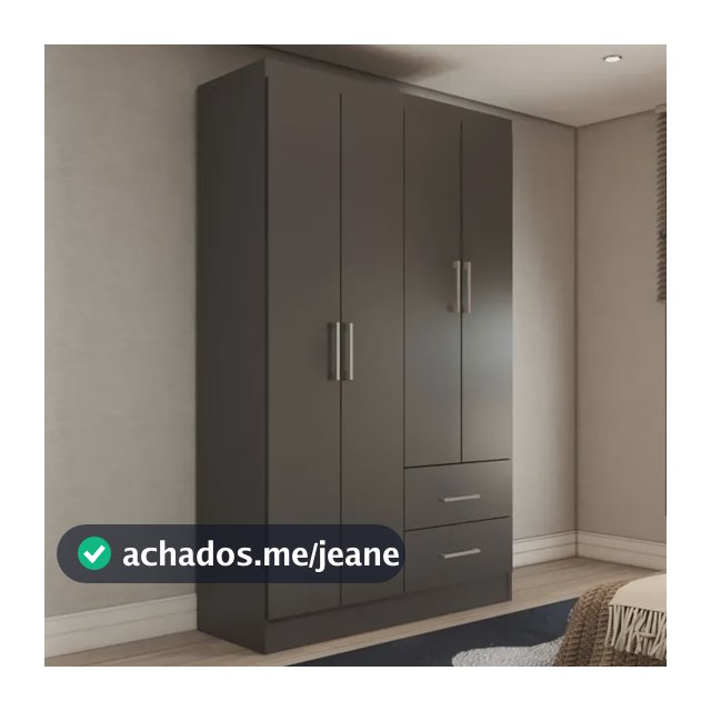 Guarda roupa Solteiro Paraná 4 Portas 2 Gavetas Preto