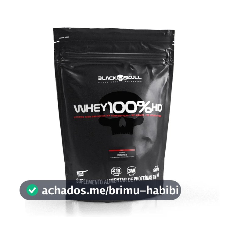Proteína Black Skull Whey 100% HD em pó sabor Morango x 900g